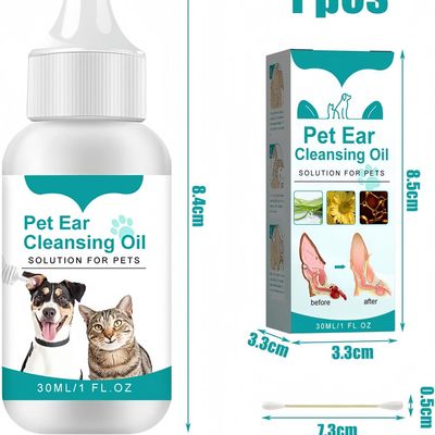 Pawzy Huile nettoyante pour oreilles d'animaux avec cotons - tiges
