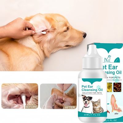Pawzy Huile nettoyante pour oreilles d'animaux avec cotons - tiges