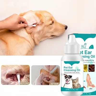 Pawzy Huile nettoyante pour oreilles d'animaux avec cotons - tiges