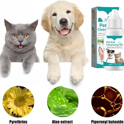 Pawzy Huile nettoyante pour oreilles d'animaux avec cotons - tiges