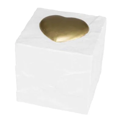 Pierre commémorative cube avec cœur. 11 x 11 x 11cm