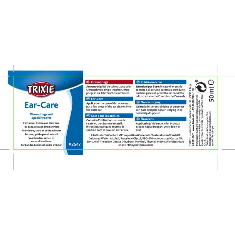 Trixie - Soin pour les oreilles 50 ml chien ou chat
