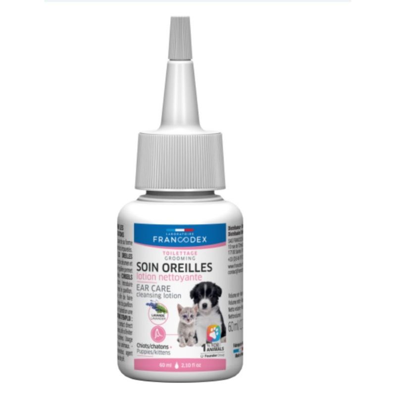 Francodex - Soin pour les Oreilles Lotion Nettoyante 60ml Chiots et Chatons