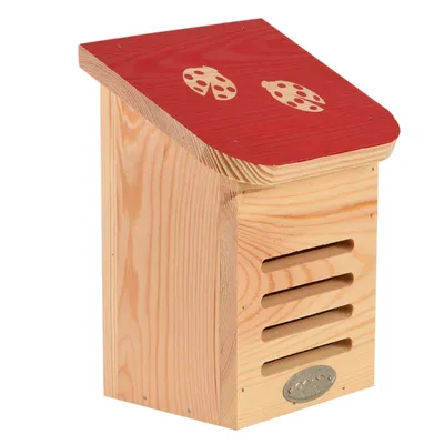 Esschert Design - Maison à coccinelles, toit coloré avec silhouette coccine