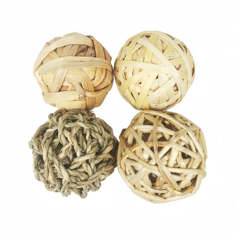 FurryFusion lot de 4 Balles d'herbe pour rongeurs