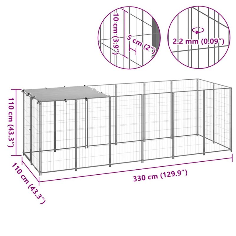 vidaXL chenil Acier