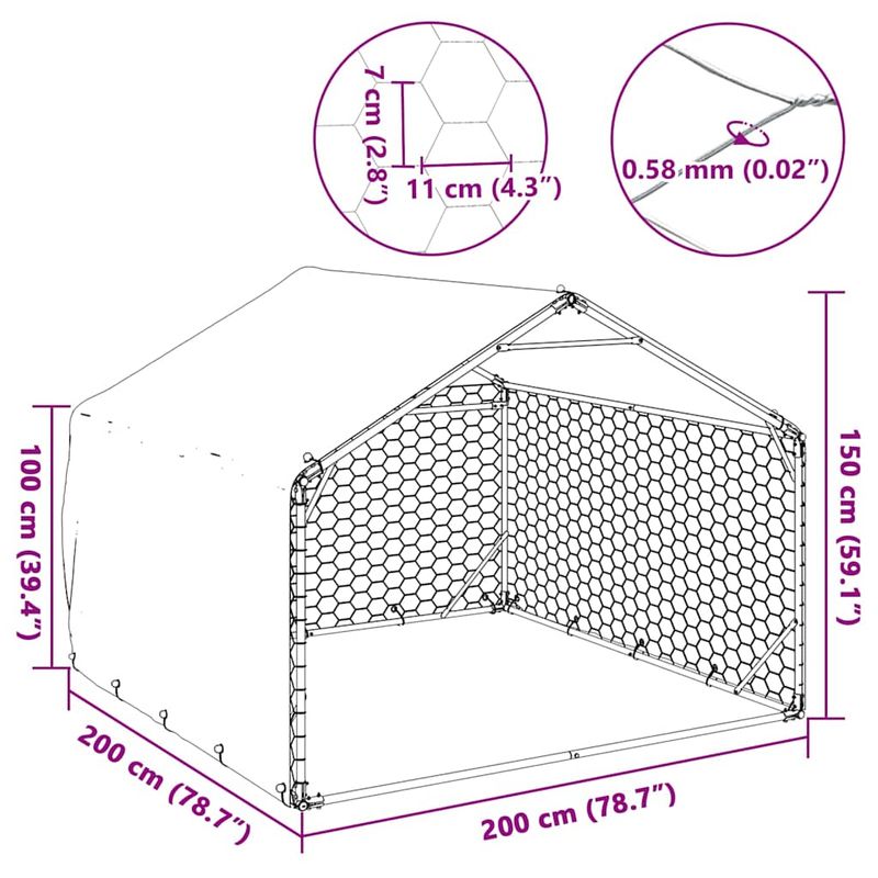 vidaXL chenil d'extérieur pour chiens Acier