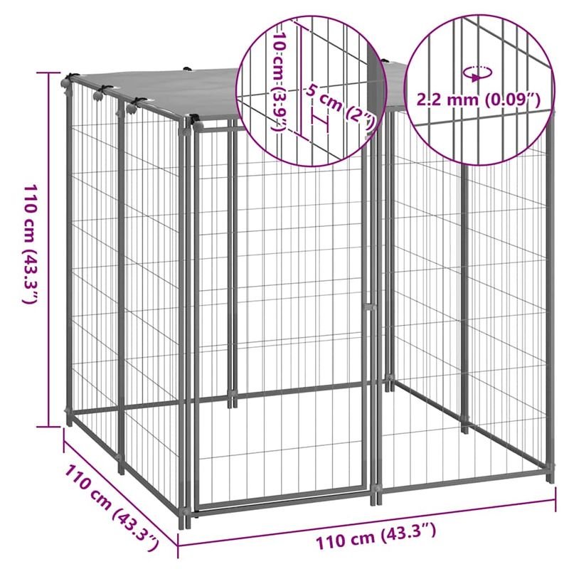 vidaXL chenil Acier