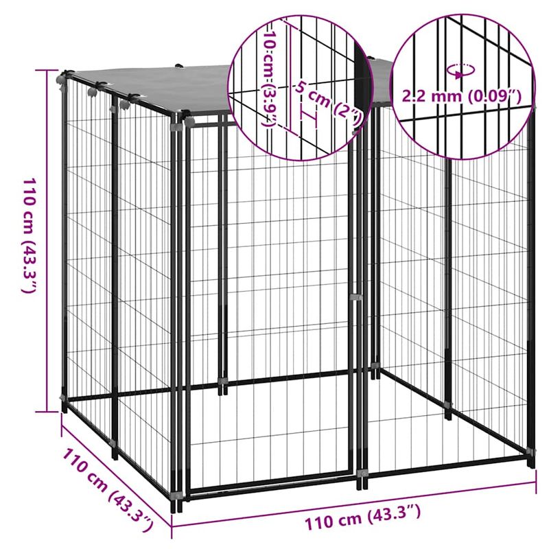vidaXL chenil Acier