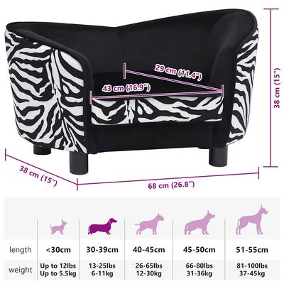 vidaXL canapé pour chien Peluche