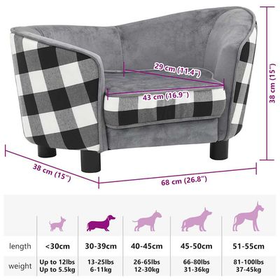 vidaXL canapé pour chien Peluche