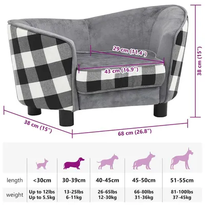vidaXL canapé pour chien Peluche