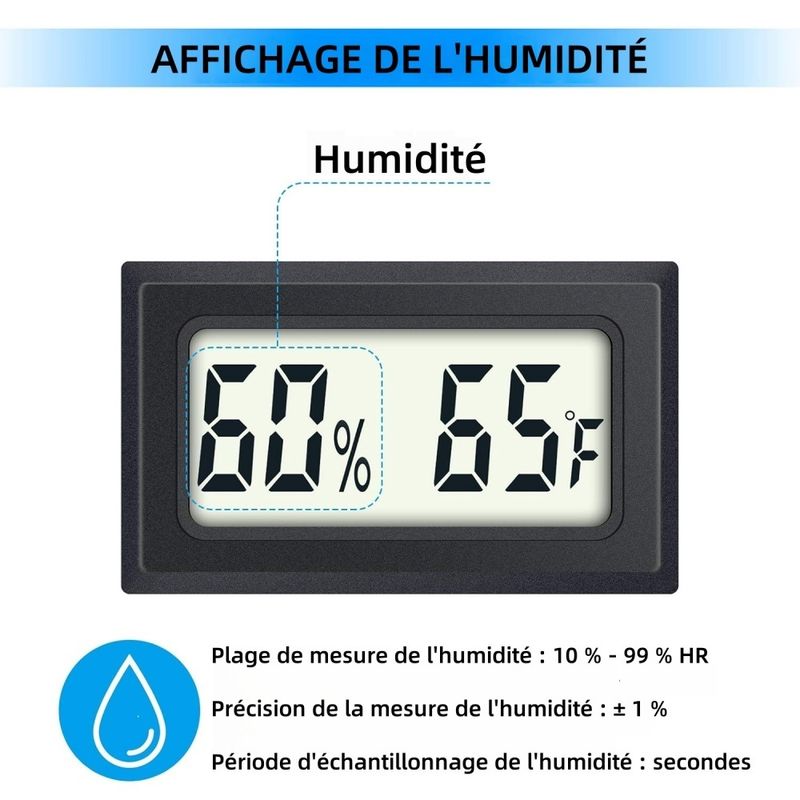 ZooVenture Thermomètre hygromètre numérique mini lot de 4 pour reptiles