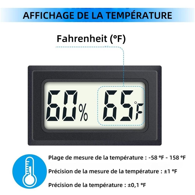ZooVenture Thermomètre hygromètre numérique mini lot de 4 pour reptiles