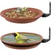ZooVenture 2 Pcs Abreuvoir Mangeoire Bain Oiseaux Brun Pour Extérieur