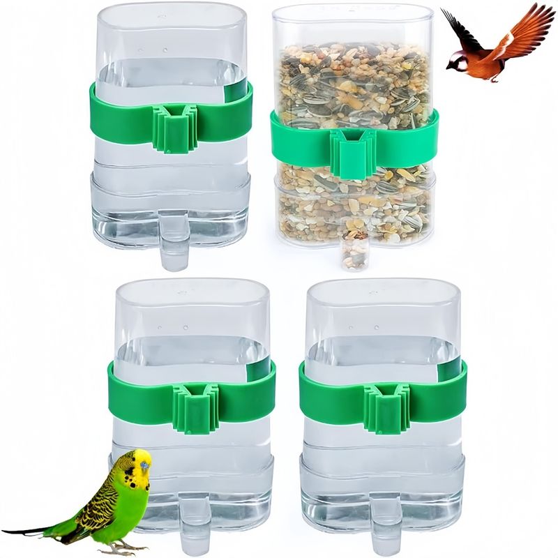 ZooVenture Quatre Distributeurs D'eau Plastique Transparent Pour Oiseaux