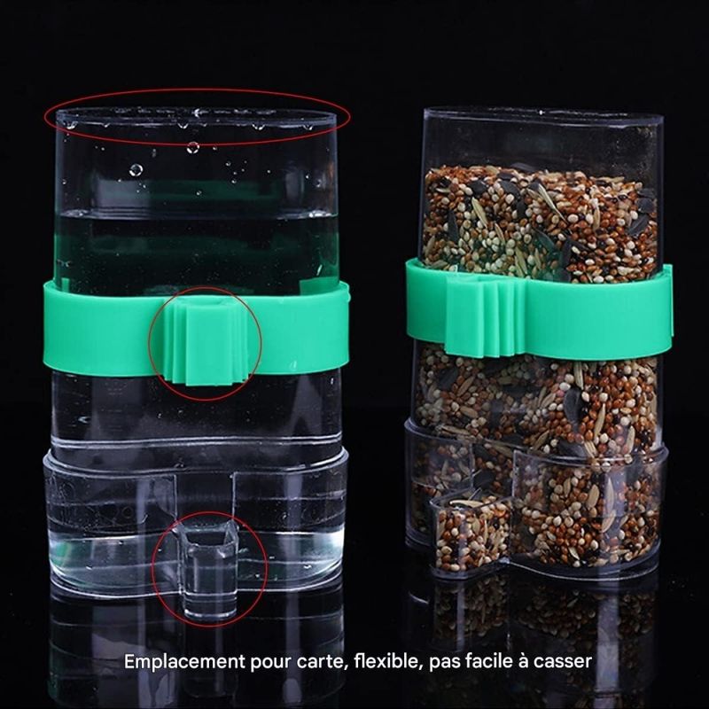 ZooVenture Quatre Distributeurs D'eau Plastique Transparent Pour Oiseaux