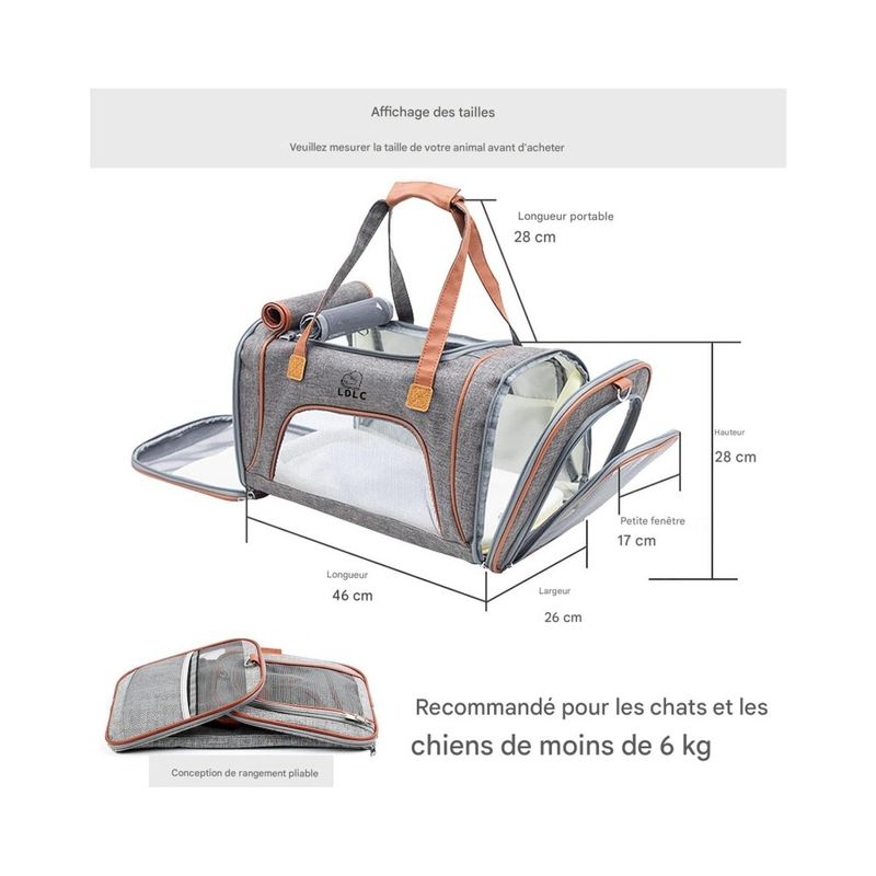 ZooVenture Sac de transport pour chat et chien