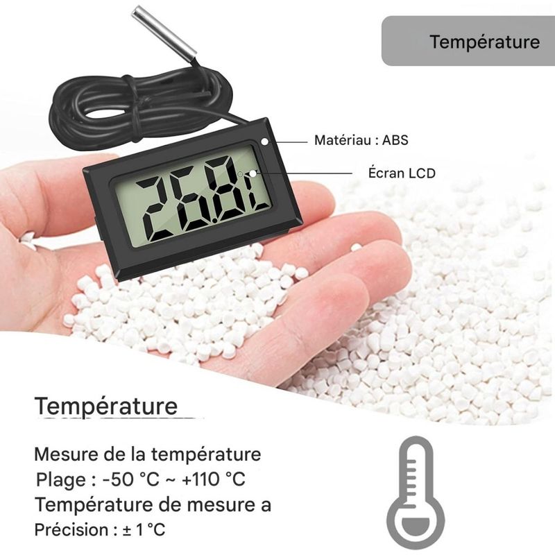 ZooVenture Thermomètre Avec Sonde Imperméable 4 Pièces Pour Aquarium