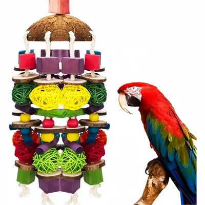 ZooVenture Juguete masticable de madera natural para pájaros