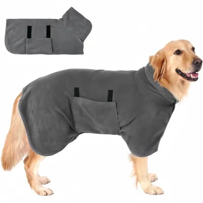 ZooVenture Peignoir Microfibre Gris Pour Chien Taille Variable ZooVenture Peignoir Microfibre Gris Pour Chien Taille Variable