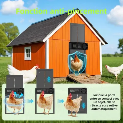 ZooVenture Porte Automatique Poulailler Anti - pincement Aluminium