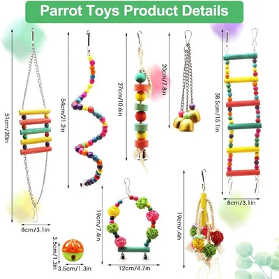 Rocky Ensemble de 12 jouets pour perroquets