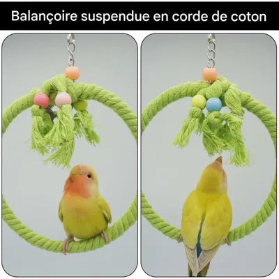 ZooVenture Deux Anneaux De Corde De Coton Jouet Balançoire Pour Oiseaux