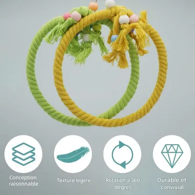 ZooVenture Deux Anneaux De Corde De Coton Jouet Balançoire Pour Oiseaux