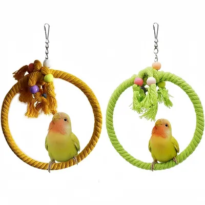 ZooVenture Deux Anneaux De Corde De Coton Jouet Balançoire Pour Oiseaux