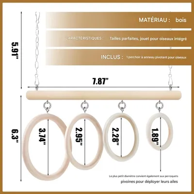 ZooVenture Jouet Balançoire à anneaux pour oiseaux de compagnie