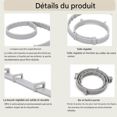 ZooVenture 3 Pcs Collier Anti Puces Réglable Naturel Pour Chien Et Chat