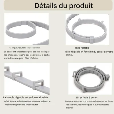 ZooVenture 3 Pcs Collier Anti Puces Réglable Naturel Pour Chien Et Chat