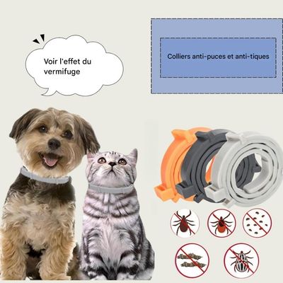 ZooVenture 3 Pcs Collier Anti Puces Réglable Naturel Pour Chien Et Chat