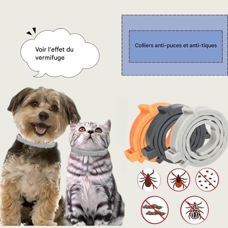ZooVenture 3 Pcs Collier Anti Puces Réglable Naturel Pour Chien Et Chat