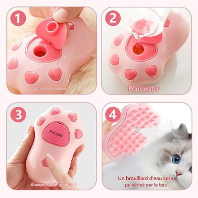 Pawzy Brosse à vapeur pour chat