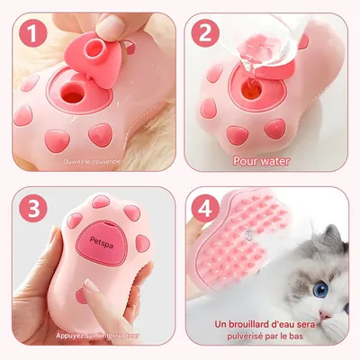 Pawzy Brosse à vapeur pour chat