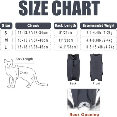 ZooVenture Combinaison de convalescence post - opératoire pour chats
