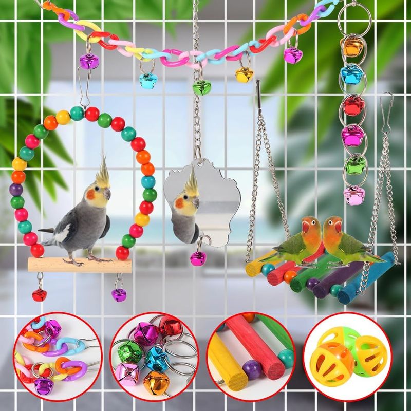 Rocky Ensemble de 9 jouets pour oiseaux