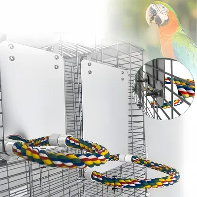 Rocky Jouet miroir pour oiseaux avec perchoir en corde