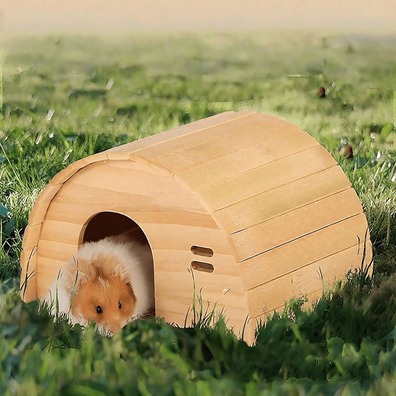 Rocky Paws  Niche en bois naturel à grignoter pour hamster, petite taille