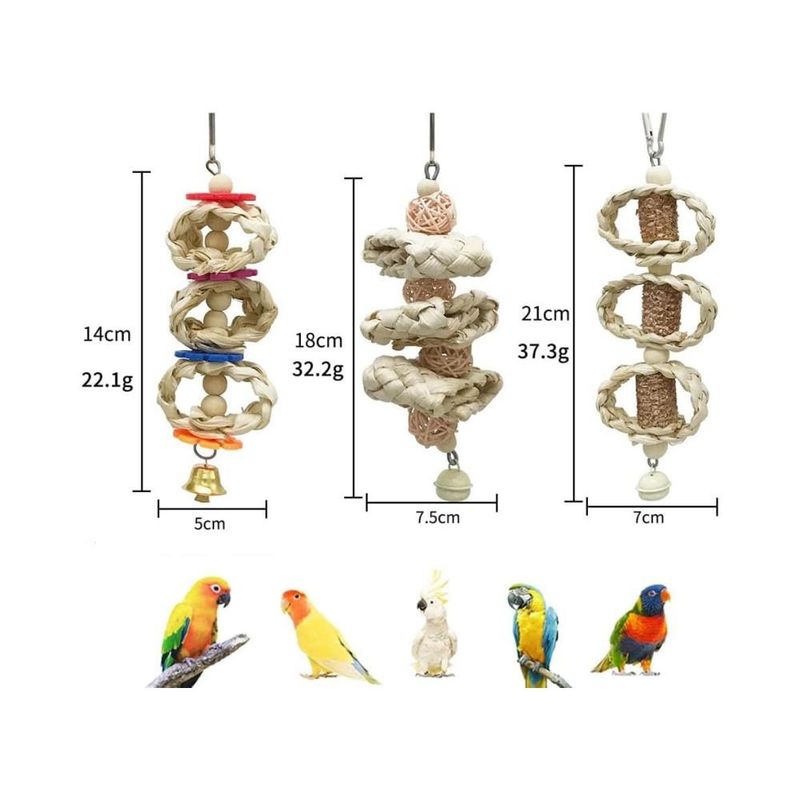 Zoomtopia Ensemble de 3 jouets à mâcher pour oiseaux