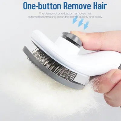Pawzy Brosse à toilettage pour chats : Bouton anti-poils