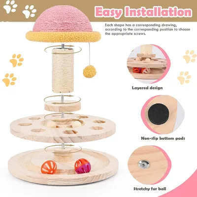 Pawzy Jouet intelligent 4-en-1 en bois pour chat