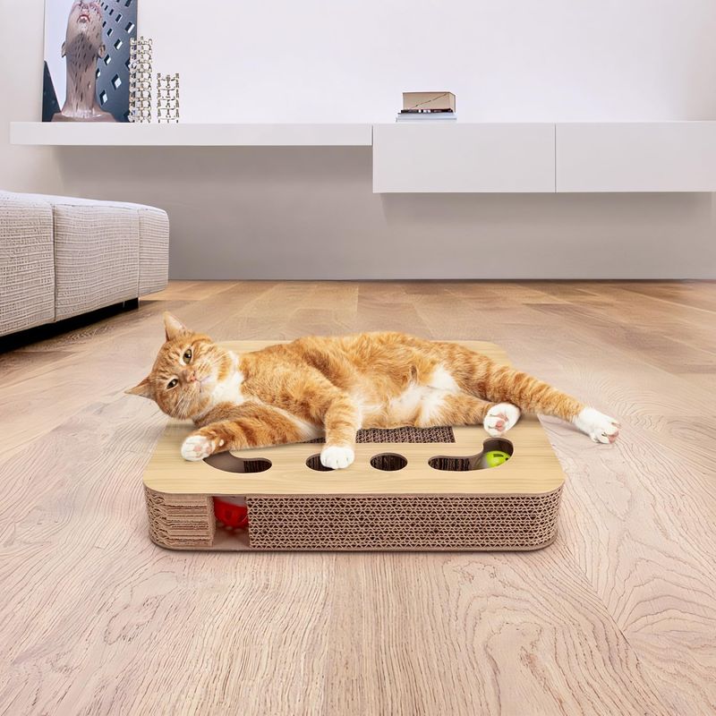 Pawzy Rascador rond à catnip avec 2 balles pour chats