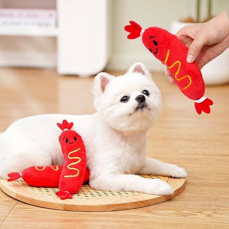 Pawzy Jouet couineur "Hot Dog" pour chien/chat - Durable et interactif