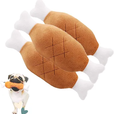 Pawzy Jouet couineur à mâcher - 2 os en peluche pour chien/chat