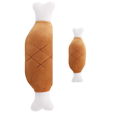 Pawzy Jouet couineur à mâcher - 2 os en peluche pour chien/chat