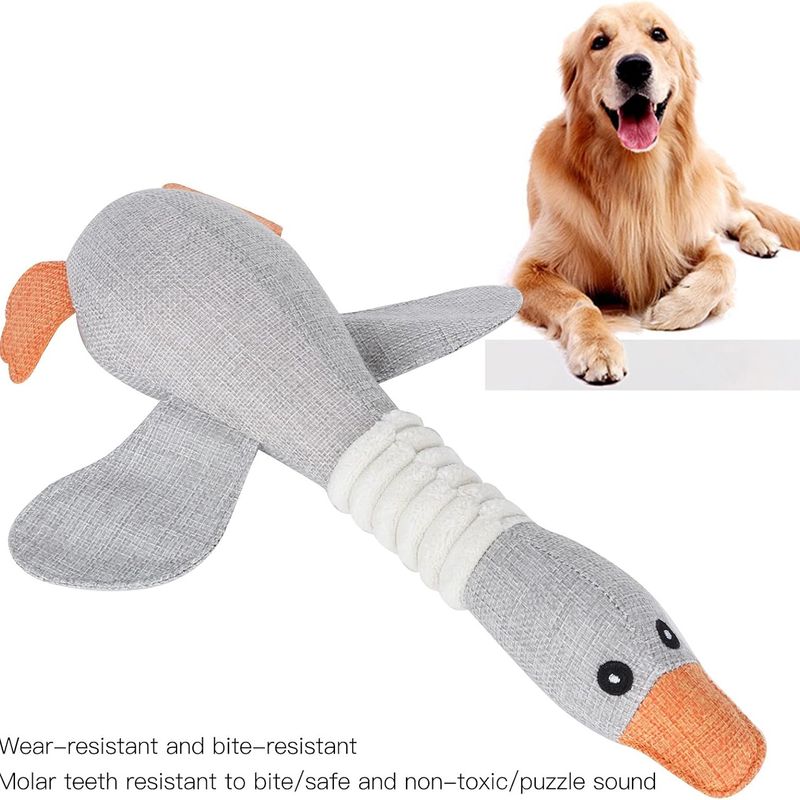 Pawzy Jouet à mâcher canard - Nettoyant dentaire + 3 couleurs aléatoires