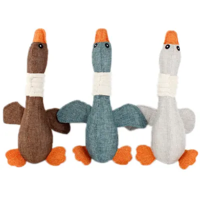 Pawzy Jouet à mâcher canard - Nettoyant dentaire + 3 couleurs aléatoires